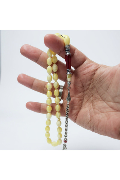 Budakoğulları 7x10mm Beyzi - Γνήσιο Ασήμι Ροζάριο από Κεχριμπάρι που Αναδεικν...