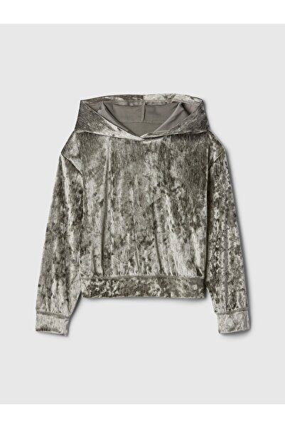 GAP Kız Çocuk Yeşil Relaxed Fit Kadife Sweatshirt