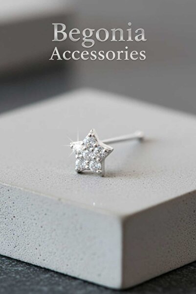 Begonia Accessories 925 Ayar Gümüş  Zirkon Taşlı Yıldız Hızma