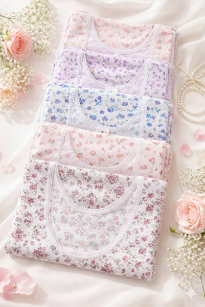 SİERNA Women's Patterned Thick Strap Undershirt 6 Pieces Srn-000827