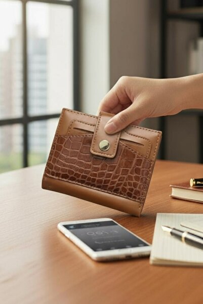 Classbag Γυναικείο πορτοφόλι με μοτίβο κροκόδειλου σε ταμπά χρώμα, τετράγωνο,...