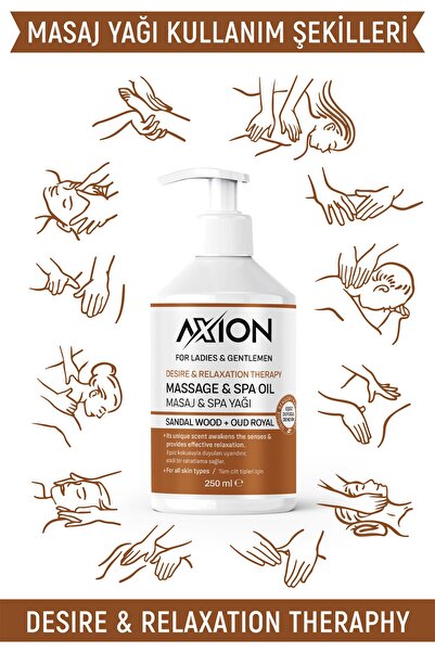 AXION Afro Dizyak Etkili Masaj & SPA Yağı Sandal Wood + Out Royal 250 ML Cilt Nemlendiricili