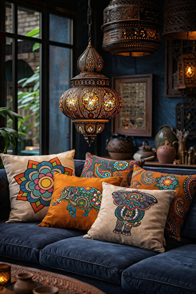 Alacastore Double Sided Printed Ethnic Festival Pattern 4-Piece Deal Combinat...