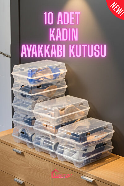 LAVİNGER 10 Adet Kadın Ayakkabı Kutusu - Şeffaf Ayakkabı Düzenleyici Saklama ...