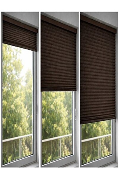 evmiaa Kahverengi Katlanabilir cam balkon plise perde