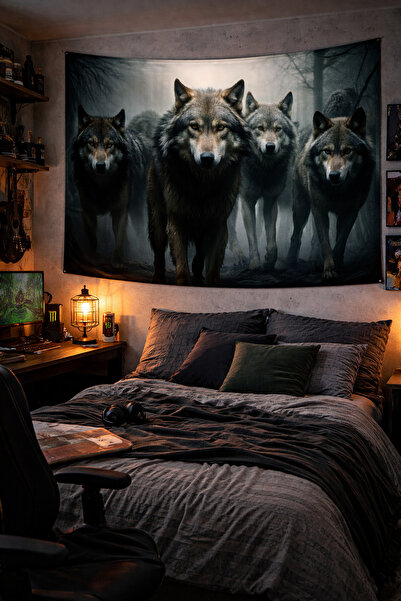 Vendini Kaliteli Kumaş , Alfa Kurt Duvar Örtüsü Duvar Halısı Wall Tapestry