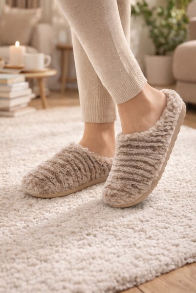 diModa's Women's Warm and Comfortable Plush House Slippers – Soft Fur, Non-Slip Pu Sole, Dowry, Guest Winter Wear