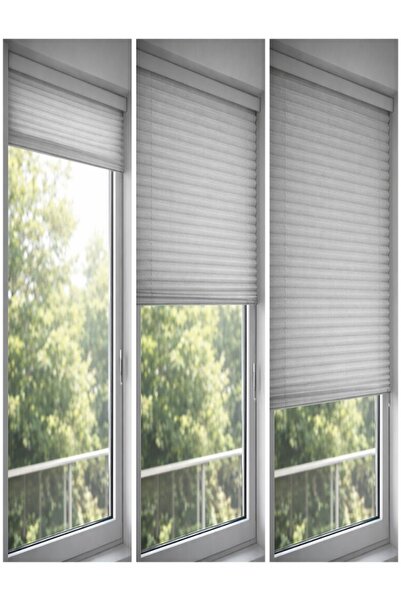 evmiaaplise Gri Perde Katlabilir Cam Balkon Plise Perdesi Salon Perdesi Mutfa...