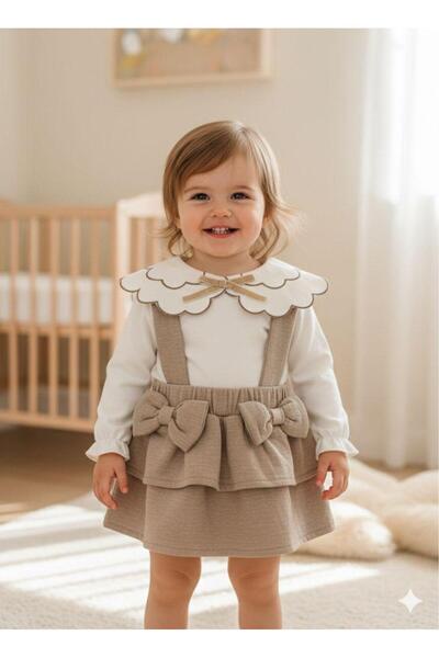 Luna Kids Store فستان سالوبيت بياقة على شكل زهرة الزنبق