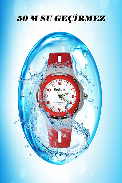 sezerekspres Çocuk Kol Saati Su Geçirmez Rodium Analaog (8545) (KIRMIZI-GÜMÜŞ)