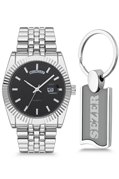 sezerekspres Erkek Kol Saati Metal Kişiye Özel Anahtarlıklı