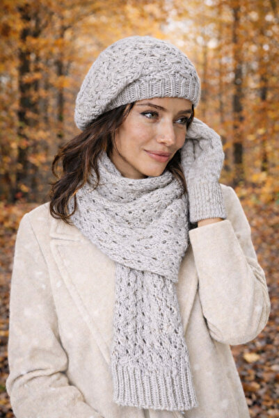 laviyonsa Knitwear Scarf Beanie Gloves Set Winter