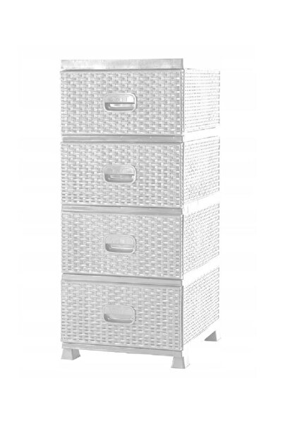 Ratan Dulap 4 Sertare Ratan, Sterk, MD, ALB, Plastic, 90 x 44 x 37 cm