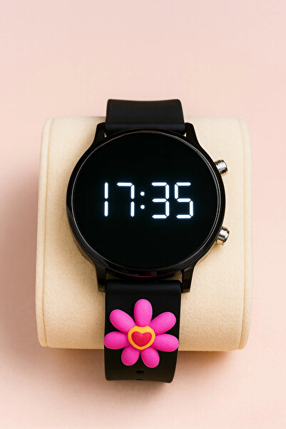 sezerekspres Children's Watch with Silicone Strap and Flower Emoji Led Childr...