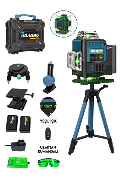 Dragro 16 Köşe Tripodlu Yeşil Lazer Hizalama Terazi 360° Mıknatıslı Çantalı O...