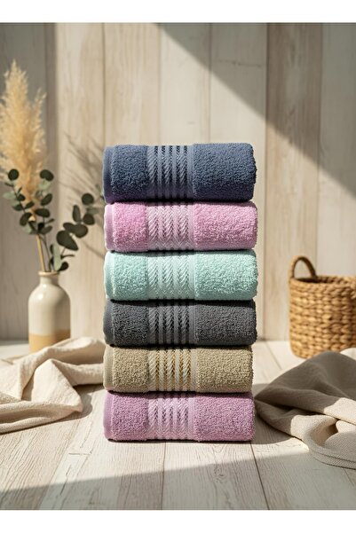 COTTOWEL'S مجموعة مناشف يد منقوشة من 6 قطع مقاس 50×90 سم / حزمة مناشف / مناشف...