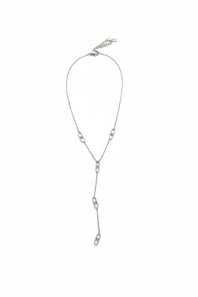 ELENOR Kadın Y Taş Detaylı Çelik Kolye