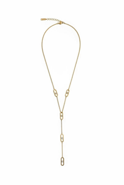 ELENOR Kadın Y Taş Detaylı Çelik Kolye