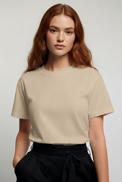 DK DAKSEL Γυναικείο μπλουζάκι Stone Color Regular Fit 100% βαμβακερό Crew Neck