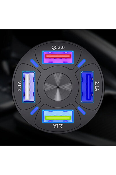 Ally QC3.0 dört Port Çıkışlı Çoklu Usb Araç İçi Çakmaklık Hızlı Şarj Başlığı SİYAH