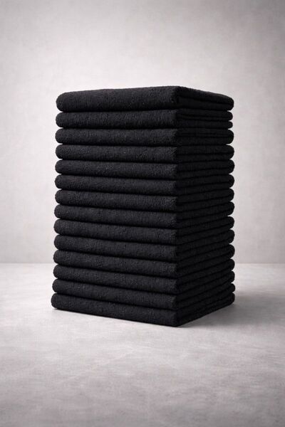 Elaganya منشفة لياقة بدنية سوداء مقاومة للبقع منشفة حلاق 50 × 90 سم 20 قطعة