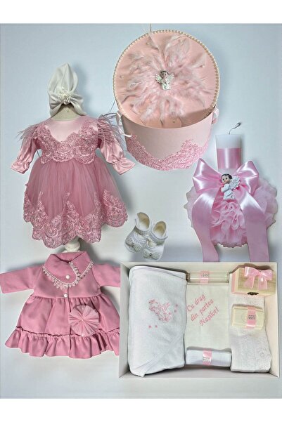 Botez cu Alina Set complet botez fetita Alina – roz cu palton si tematica ing...