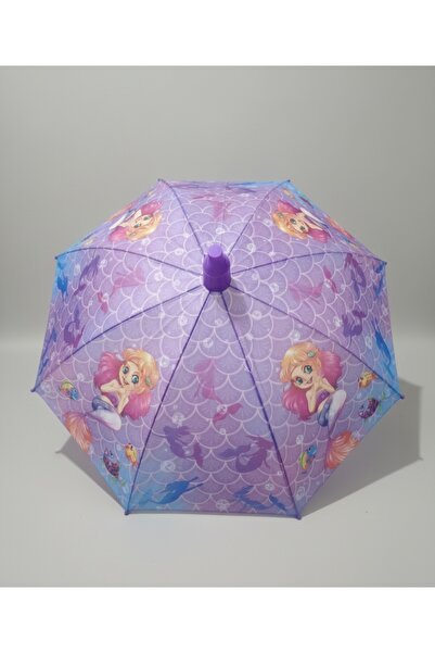 alka Deniz Kızı Temalı Bardaklı,Düdüklü Otomatik Mekanizma Çocuk Şemsiyesi