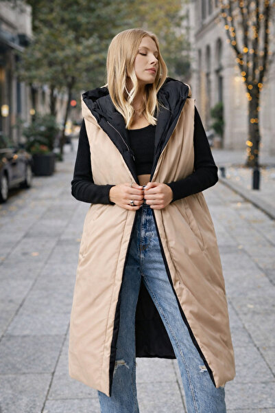 Bold Icon Women's Double-Sided Oversized Hooded Zipper Closure Micro Fabric L...