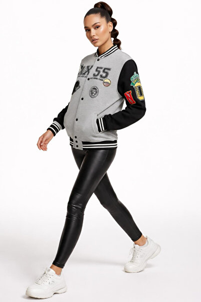 LİBREPRİVE Unisex Κολεγιακό Μπουφάν Varsity Oversize με Λεπτομέρεια Κεντήματος