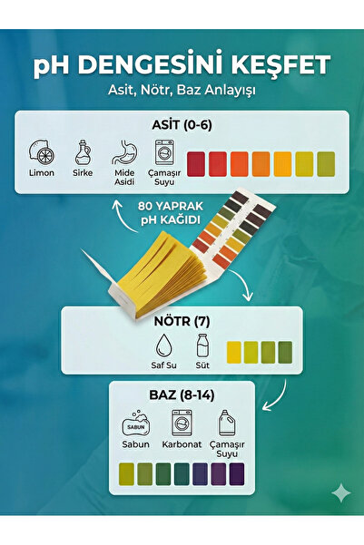 LOVYCO Ph Metre Test Ölçme Turnusol Kağıdı 80 Li