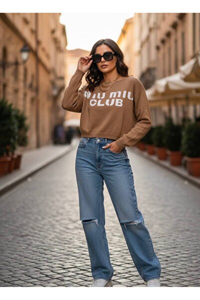 YusGos Women's Off Shoulder Boat Neck Oversized Long Sleeve Crop