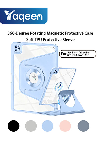 yaqeen غطاء لجهاز iPad Air (M2) وiPad Pro 11 بوصة قابل للدوران 360 درجة (الأو...