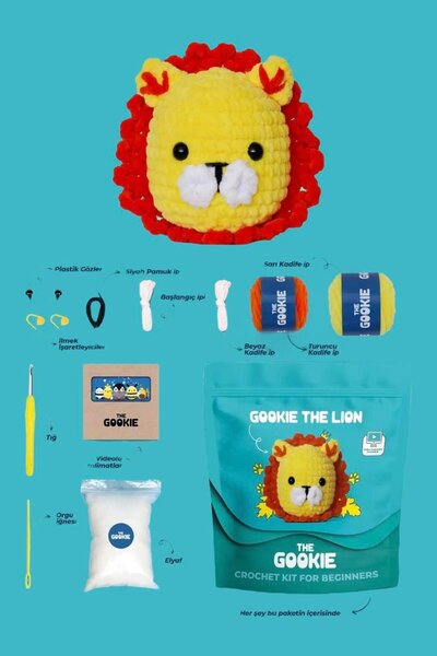 The Gookie Gookie The Lion - Başlangıç Seviye Amigurumi Örgü Seti - Kendin Ya...