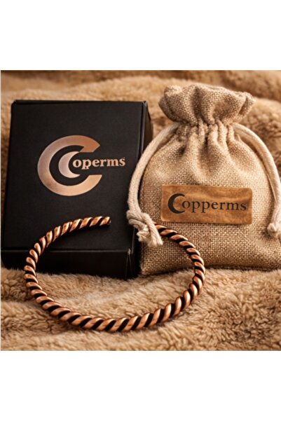 COPPERMS El Yapımı Dövme Kalın Burgu Saf Bakır Bilezik Manyetik Alan Bilekliği.