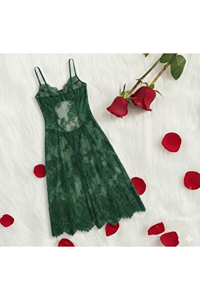 Generic Long sheer lace lingerie with a floral design and crisscross straps