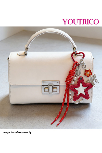 Youtrico سلسلة مفاتيح مصنوعة يدويًا على شكل نجمة مرآة - حقيبة دوبامين حبل مضف...