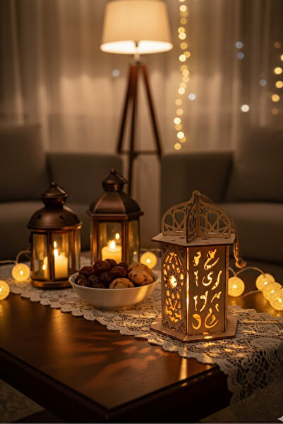 Generic فانوس رمضان مع إضاءة ليد بيج 12 سم