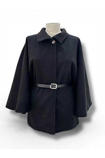 Butik Siyah Kaşe Panço Modelimiz