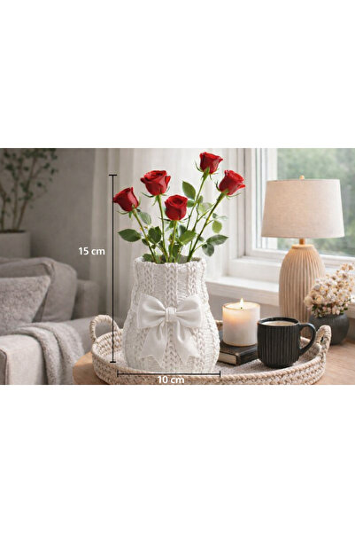 HIZARCIOĞLU İÇ VE DIŞ TİCARET 3D Baskı Dekoratif Vazo | El Örgü Dokulu Modern...