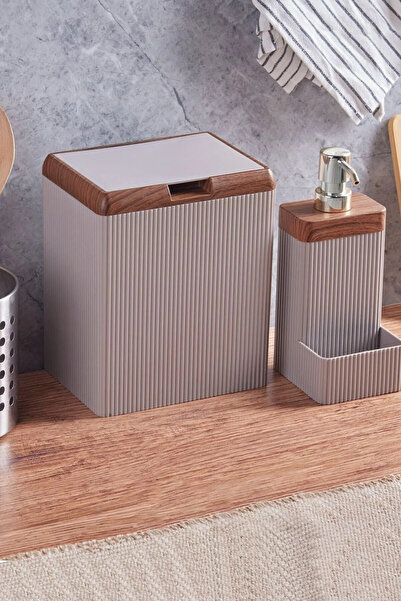 Perotti 13209 Lisbone Wood 2li Banyo Mutfak Seti Gri