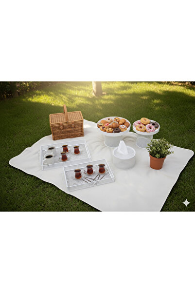 Generic طقم استاند حامل كيك وحلويات +طقم صواني تقديم +حامل علبة مناديل بتصميم...