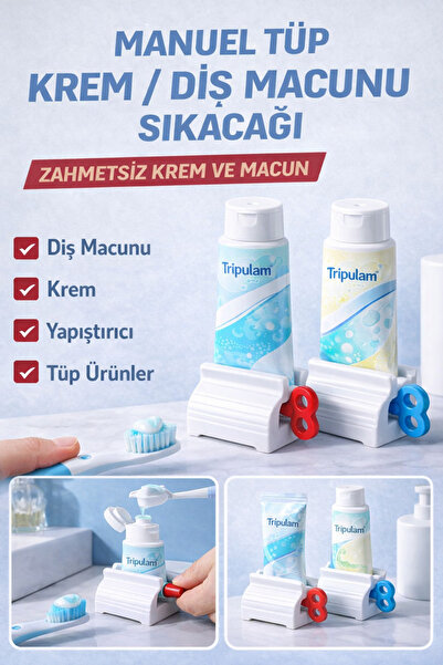 TRİPULAM Çevirmeli Diş Macunu Sıkacağı – Manuel Tüp ve Krem Krem Sıkma Aparat...