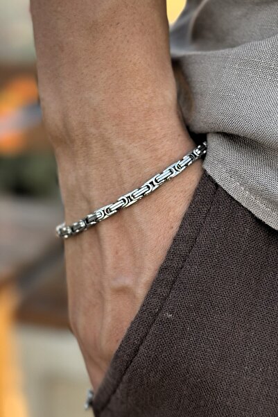 HERİF Aksesuar Erkek Kral (Byzantine) Zincir 22cm (18+4) Ayarlanabilir Çelik ...