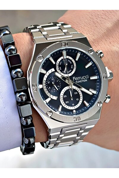 Ferrucci وظيفة Fcf.11710fm.01 ساعة يد رجالية متعددة الوظائف 3 ATM مقاومة للماء