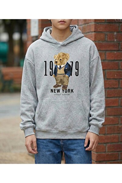 LELVANİ Унісекс-светр з капюшоном і принтом «Нью-Йоркський ведмідь»