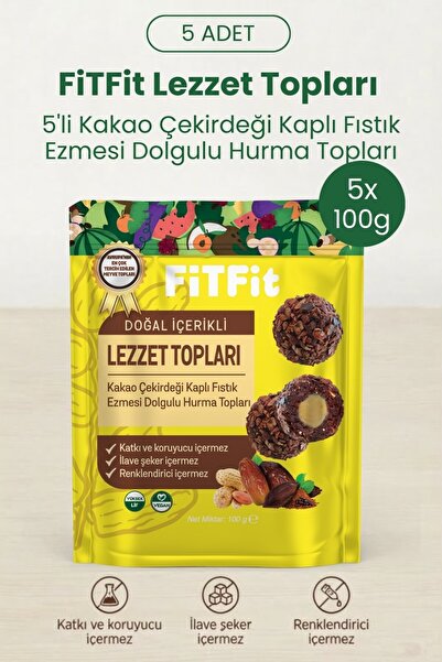 FitFit Kakao Çekirdeği Kaplı Fıstık Ezmesi Dolgulu Hurma Topu Glutensiz Sağlı...