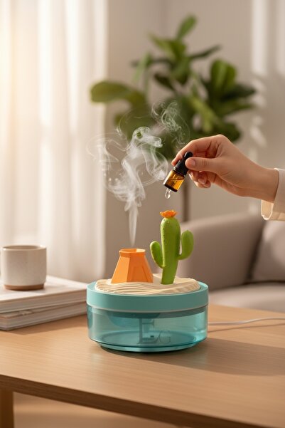 EG75 Ağaç Model Hava Nemlendirici Buhar Makinesi ve Aroma Difüzörü 320ML. Kap...