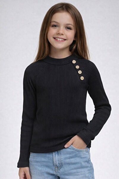 woorage cuties Girl's Black Half Turtleneck Ribbed Knit Sweatshirt Body – Pac...