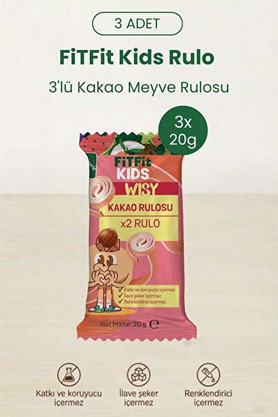 FitFit Çocuk Kakao ve Meyve Pestili Glutensiz ve Doğal Meyve Sağlıklı Atıştır...