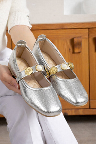 STOCON Luxora Silver Snake Leather Model Accessory Ballerina Daily Ballerina ...